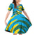 Rwanda Family Matching Off Shoulder Short Dress and Hawaiian Shirt with Imigongo Spiraling Flag Hand Wave Time Spirit