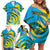 Rwanda Family Matching Off Shoulder Short Dress and Hawaiian Shirt with Imigongo Spiraling Flag Hand Wave Time Spirit
