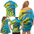 Rwanda Family Matching Off Shoulder Short Dress and Hawaiian Shirt with Imigongo Spiraling Flag Hand Wave Time Spirit