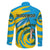 Rwanda Family Matching Off Shoulder Short Dress and Hawaiian Shirt with Imigongo Spiraling Flag Hand Wave Time Spirit