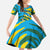 Rwanda Family Matching Summer Maxi Dress and Hawaiian Shirt with Imigongo Spiraling Flag Hand Wave Time Spirit