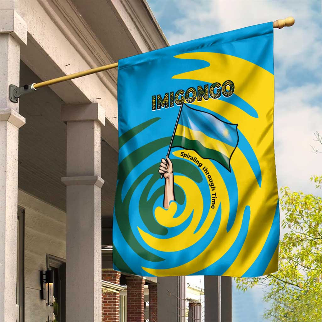 Rwanda Garden Flag with Imigongo Spiraling Flag Hand Wave Time Spirit