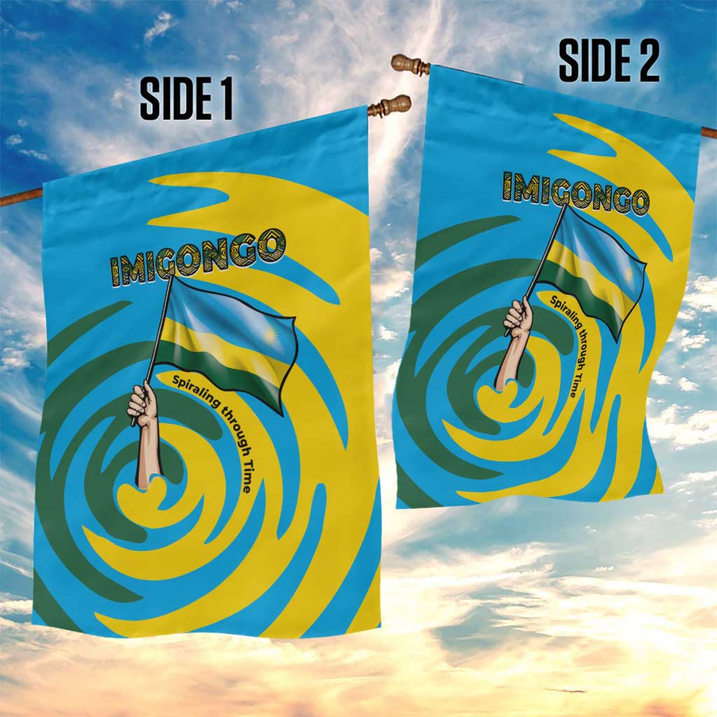 Rwanda Garden Flag with Imigongo Spiraling Flag Hand Wave Time Spirit