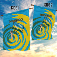 Rwanda Garden Flag with Imigongo Spiraling Flag Hand Wave Time Spirit