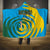 Rwanda Hooded Blanket with Imigongo Spiraling Flag Hand Wave Time Spirit