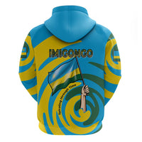 Rwanda Hoodie with Imigongo Spiraling Flag Hand Wave Time Spirit