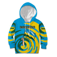 Rwanda Kid Hoodie with Imigongo Spiraling Flag Hand Wave Time Spirit