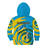 Rwanda Kid Hoodie with Imigongo Spiraling Flag Hand Wave Time Spirit
