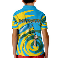 Rwanda Kid Polo Shirt with Imigongo Spiraling Flag Hand Wave Time Spirit