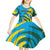 Rwanda Kid Short Sleeve Dress with Imigongo Spiraling Flag Hand Wave Time Spirit
