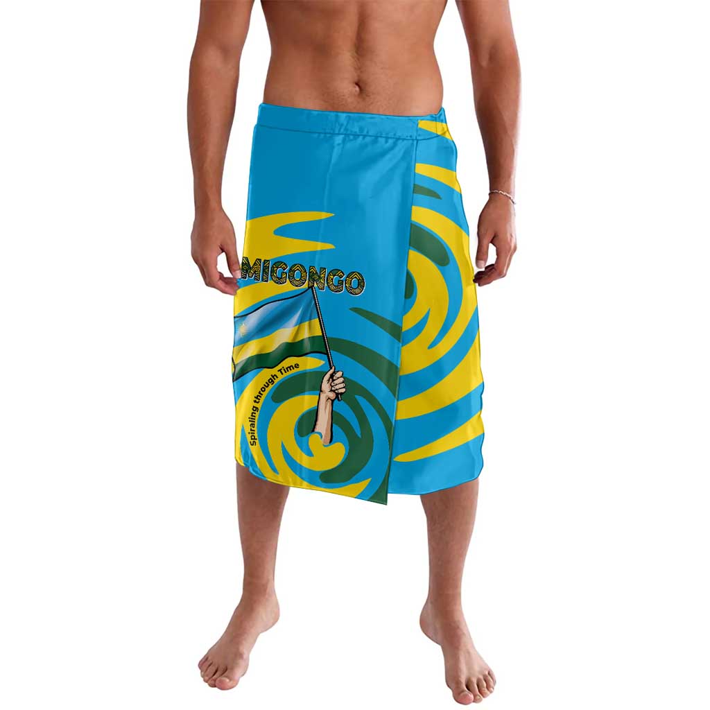 Rwanda Lavalava with Imigongo Spiraling Flag Hand Wave Time Spirit
