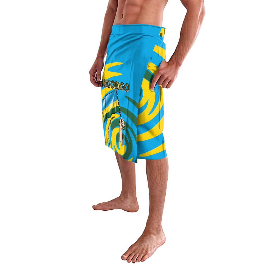 Rwanda Lavalava with Imigongo Spiraling Flag Hand Wave Time Spirit