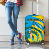 Rwanda Luggage Cover with Imigongo Spiraling Flag Hand Wave Time Spirit