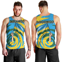 Rwanda Men Tank Top with Imigongo Spiraling Flag Hand Wave Time Spirit