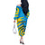Rwanda Off The Shoulder Long Sleeve Dress with Imigongo Spiraling Flag Hand Wave Time Spirit