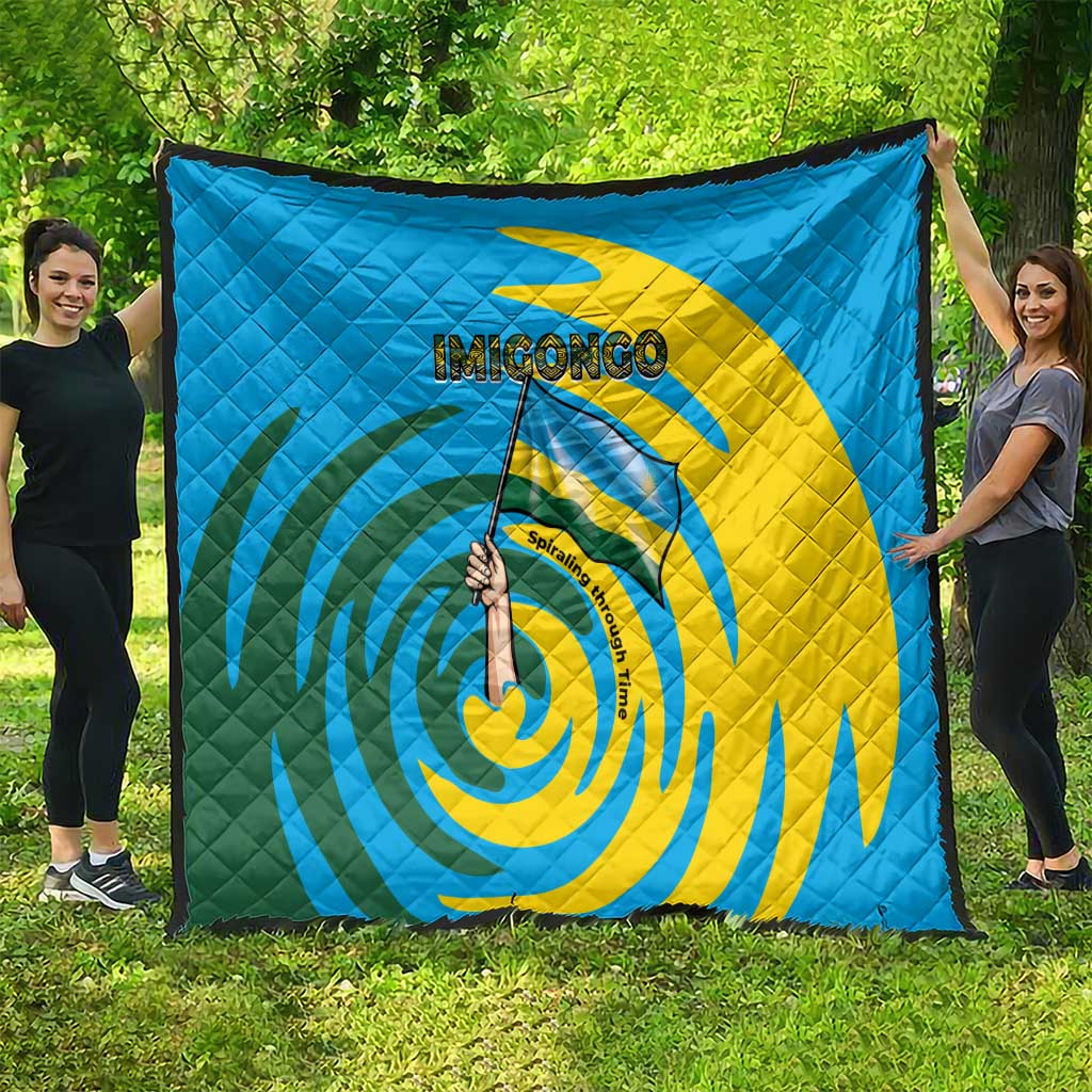 Rwanda Quilt with Imigongo Spiraling Flag Hand Wave Time Spirit