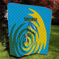 Rwanda Quilt with Imigongo Spiraling Flag Hand Wave Time Spirit