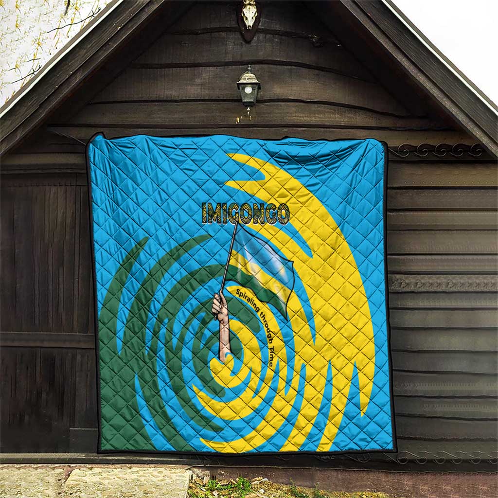 Rwanda Quilt with Imigongo Spiraling Flag Hand Wave Time Spirit