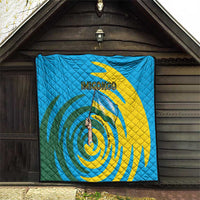 Rwanda Quilt with Imigongo Spiraling Flag Hand Wave Time Spirit