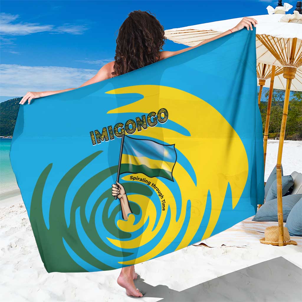 Rwanda Sarong with Imigongo Spiraling Flag Hand Wave Time Spirit