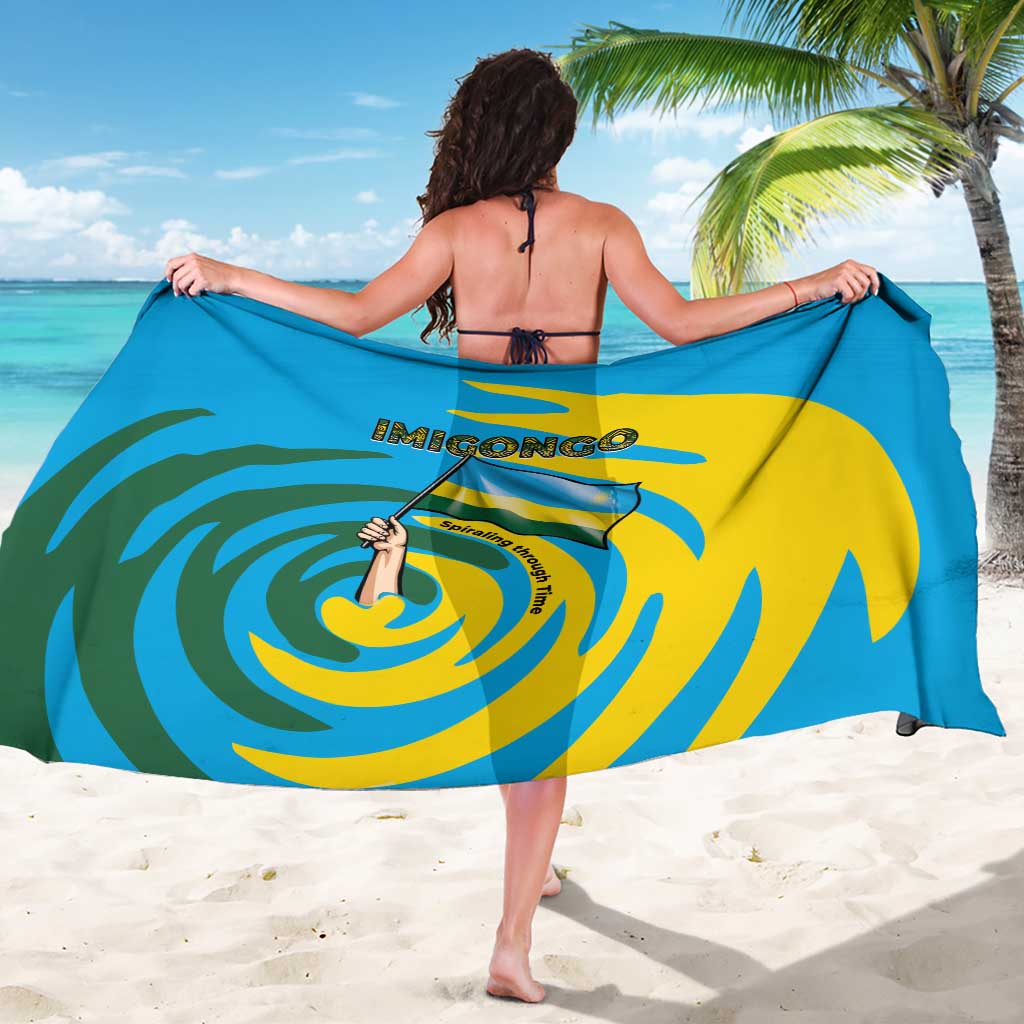 Rwanda Sarong with Imigongo Spiraling Flag Hand Wave Time Spirit