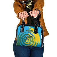 Rwanda Shoulder Handbag with Imigongo Spiraling Flag Hand Wave Time Spirit