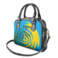 Rwanda Shoulder Handbag with Imigongo Spiraling Flag Hand Wave Time Spirit