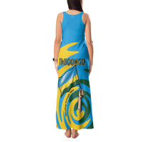 Rwanda Tank Maxi Dress with Imigongo Spiraling Flag Hand Wave Time Spirit