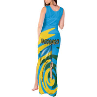 Rwanda Tank Maxi Dress with Imigongo Spiraling Flag Hand Wave Time Spirit