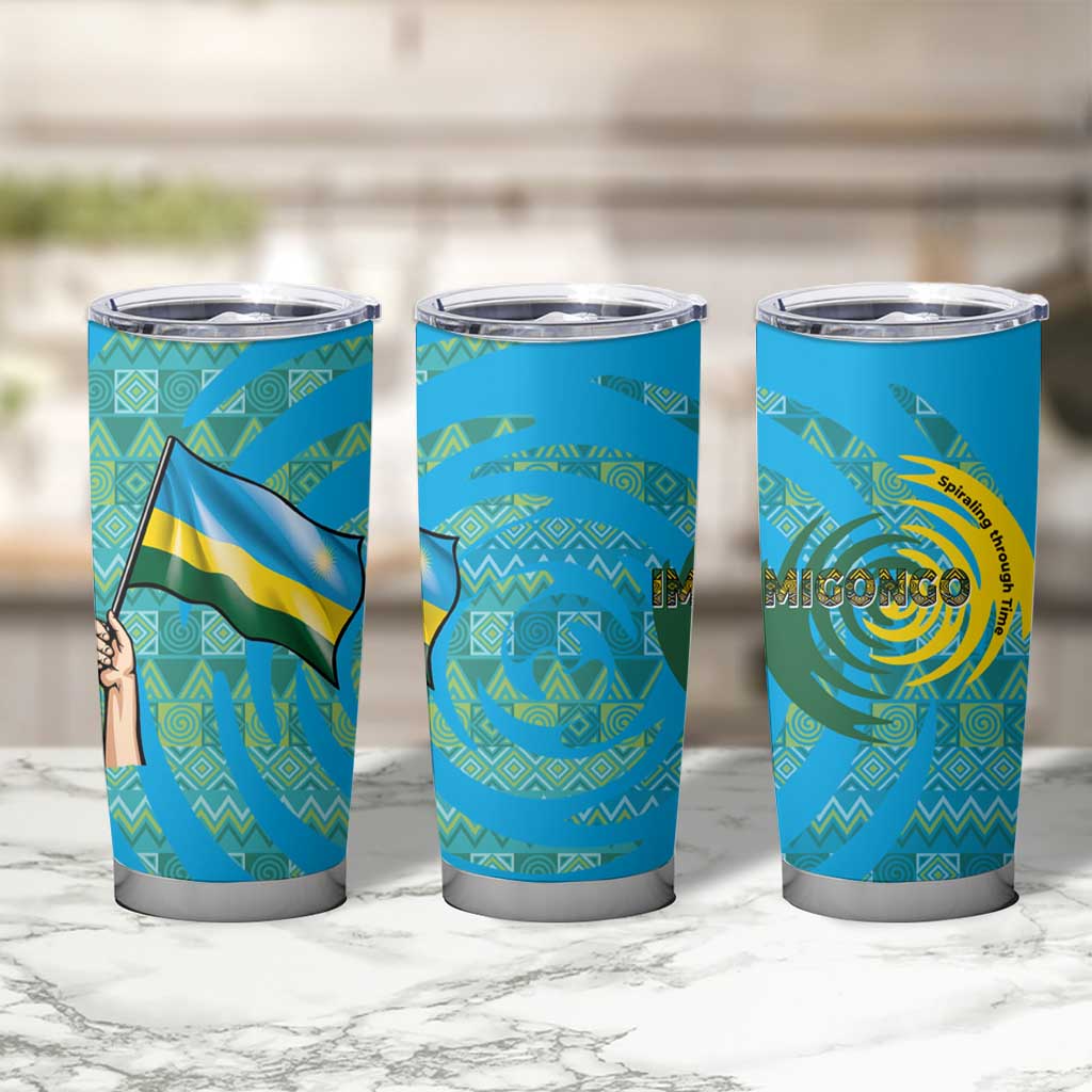 Rwanda Tumbler Cup with Imigongo Spiraling Flag Hand Wave Time Spirit