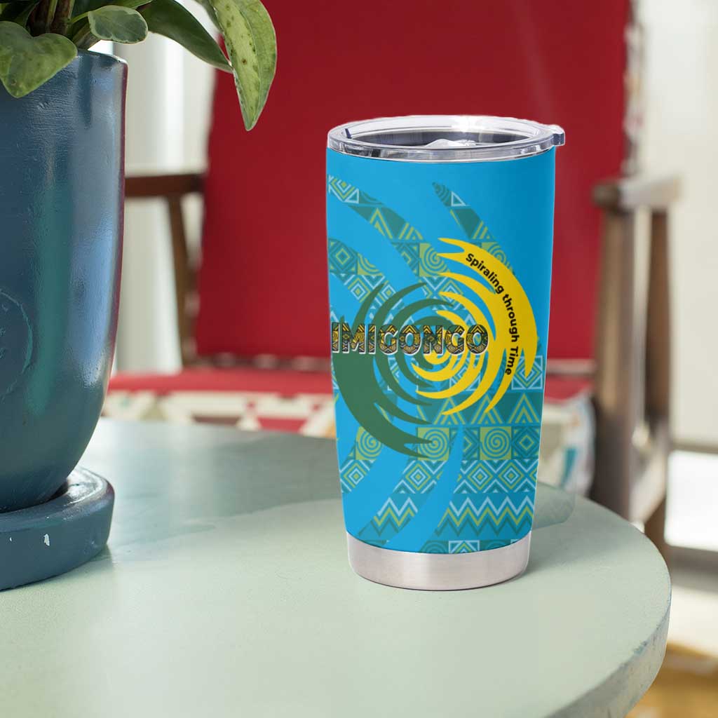 Rwanda Tumbler Cup with Imigongo Spiraling Flag Hand Wave Time Spirit