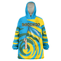 Rwanda Wearable Blanket Hoodie with Imigongo Spiraling Flag Hand Wave Time Spirit