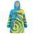 Rwanda Wearable Blanket Hoodie with Imigongo Spiraling Flag Hand Wave Time Spirit