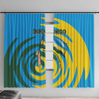 Rwanda Window Curtain with Imigongo Spiraling Flag Hand Wave Time Spirit