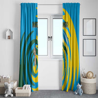 Rwanda Window Curtain with Imigongo Spiraling Flag Hand Wave Time Spirit