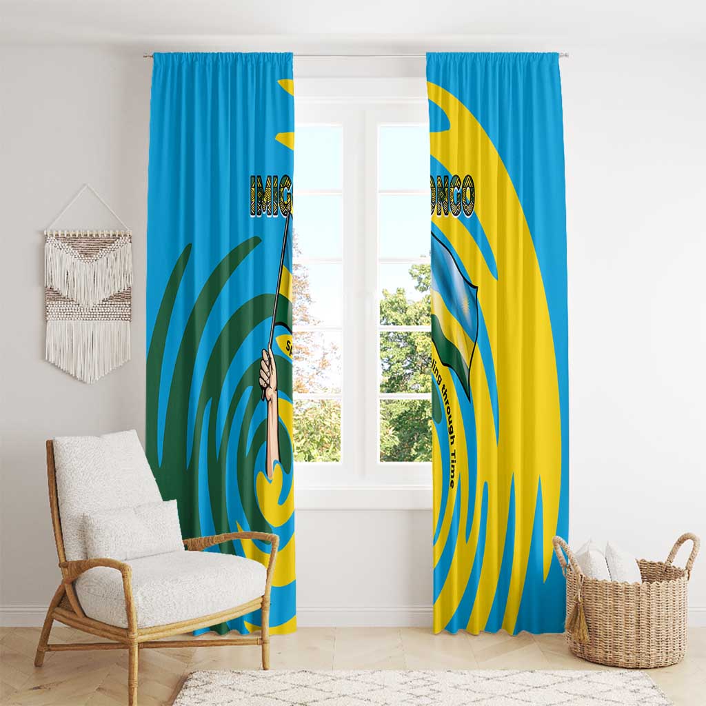 Rwanda Window Curtain with Imigongo Spiraling Flag Hand Wave Time Spirit