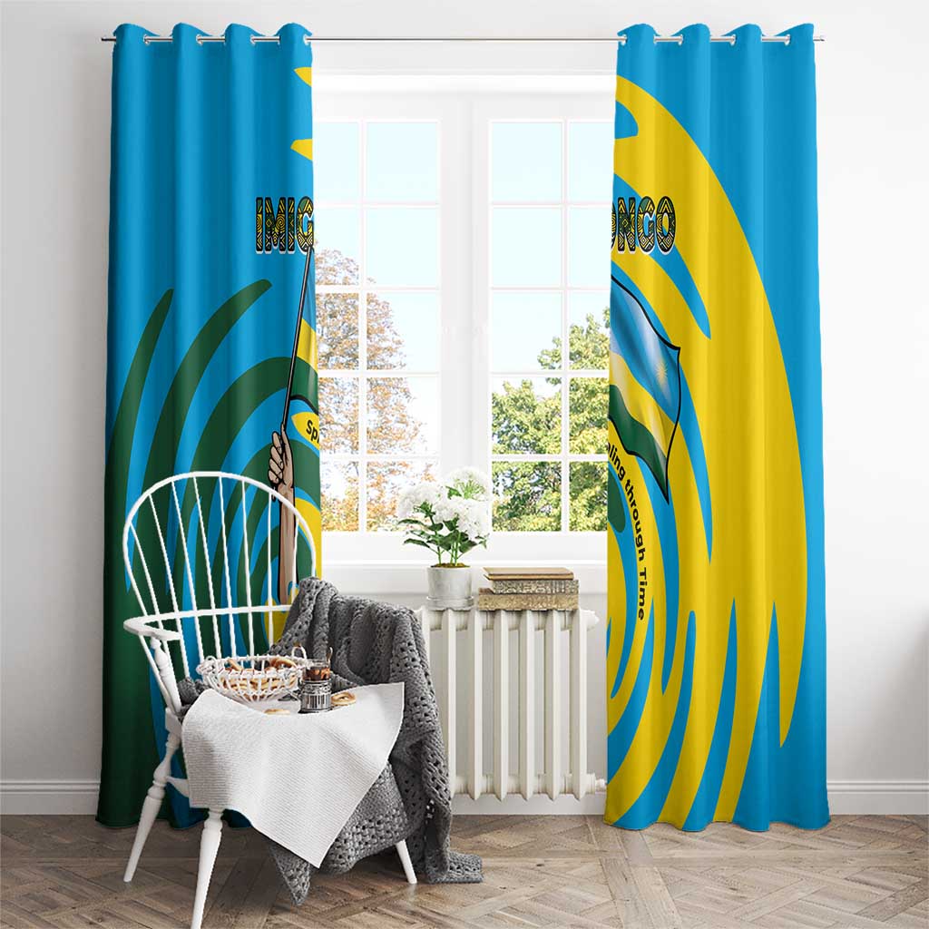 Rwanda Window Curtain with Imigongo Spiraling Flag Hand Wave Time Spirit