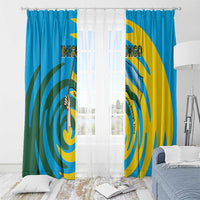 Rwanda Window Curtain with Imigongo Spiraling Flag Hand Wave Time Spirit