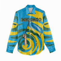 Rwanda Women Casual Shirt with Imigongo Spiraling Flag Hand Wave Time Spirit