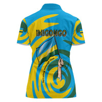 Rwanda Women Polo Shirt with Imigongo Spiraling Flag Hand Wave Time Spirit