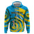 Rwanda Zip Hoodie with Imigongo Spiraling Flag Hand Wave Time Spirit