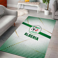 Algeria Soccer Area Rug with Desert Warriors Text and National Flag Design