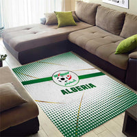 Algeria Soccer Area Rug with Desert Warriors Text and National Flag Design