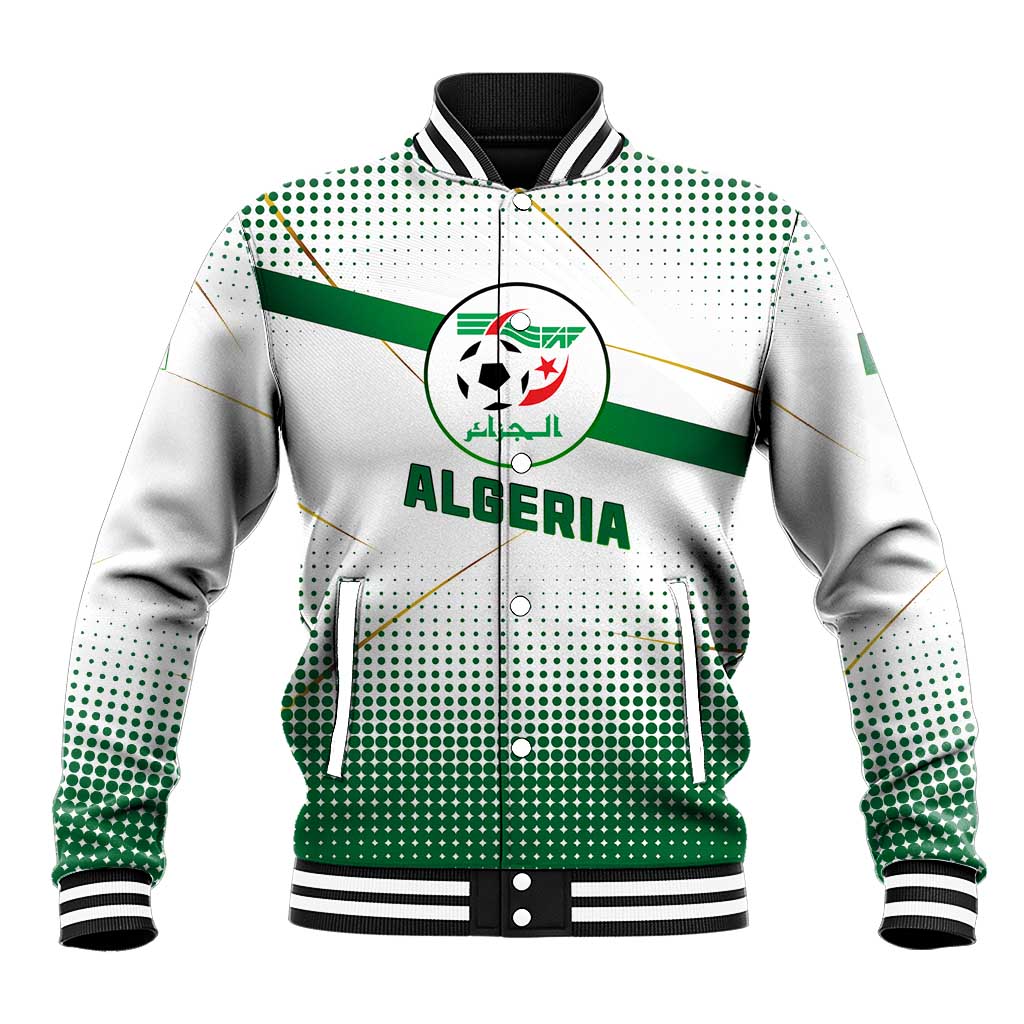Algeria Soccer Baseball Jacket with Desert Warriors Text and National Flag Design