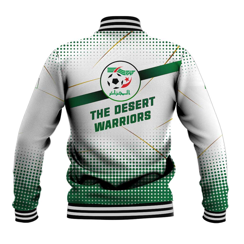 Algeria Soccer Baseball Jacket with Desert Warriors Text and National Flag Design