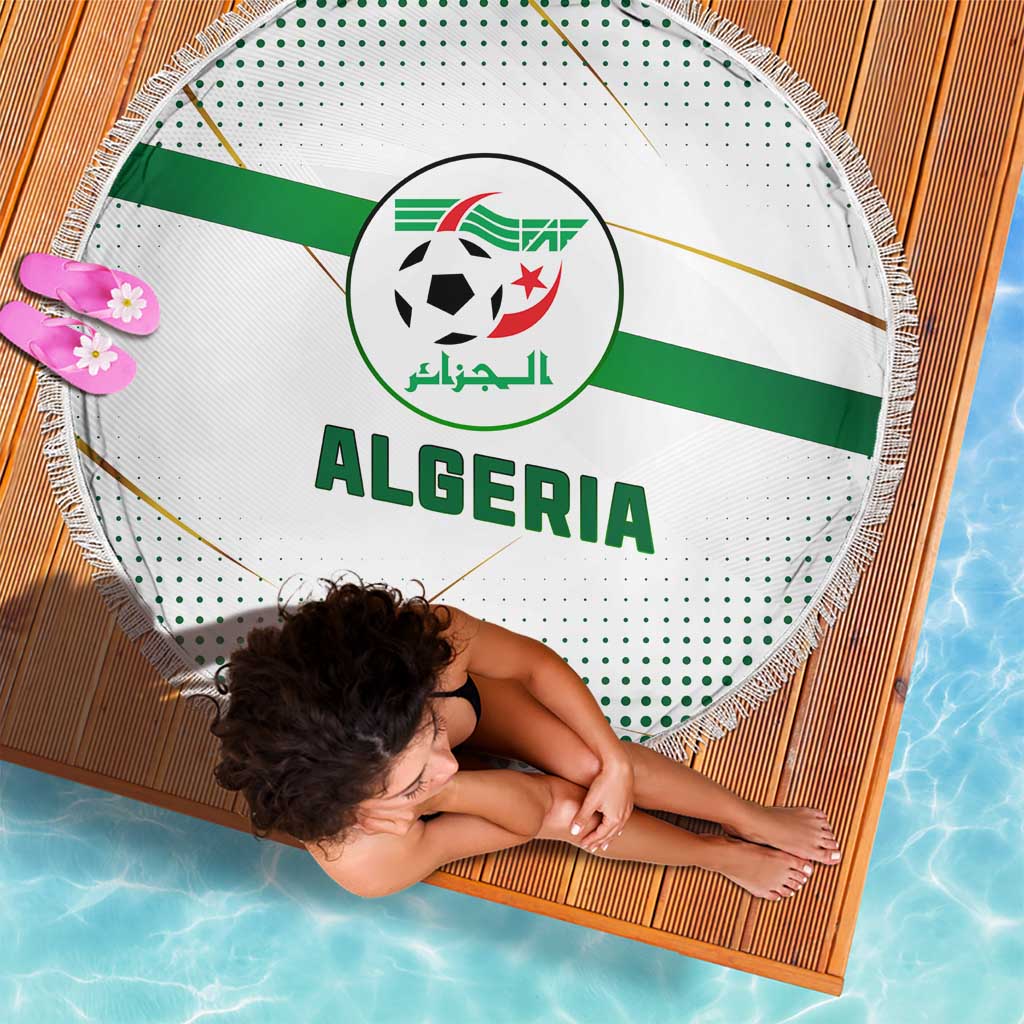 Algeria Soccer Beach Blanket with Desert Warriors Text and National Flag Design