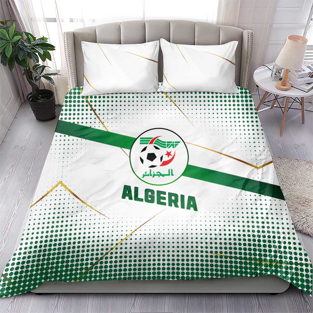 Algeria Soccer Bedding Set with Desert Warriors Text and National Flag Design