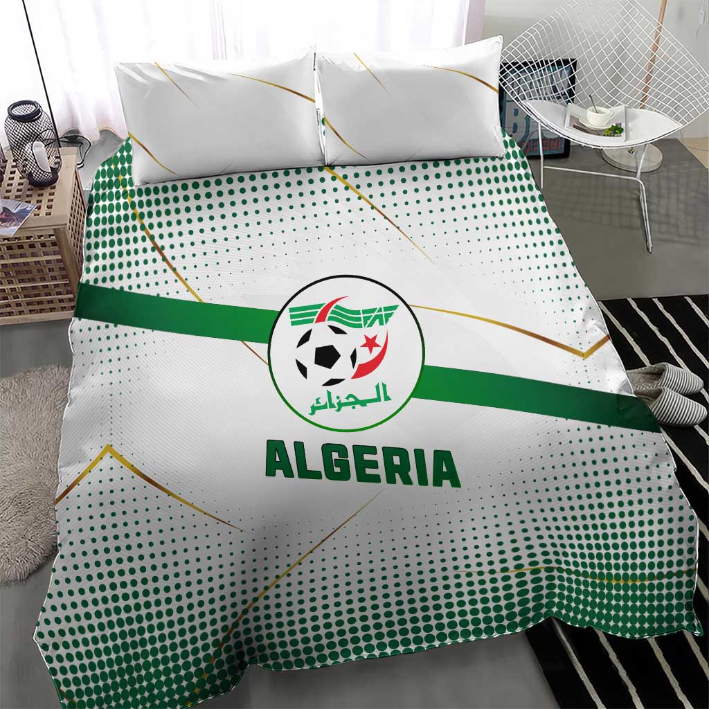 Algeria Soccer Bedding Set with Desert Warriors Text and National Flag Design