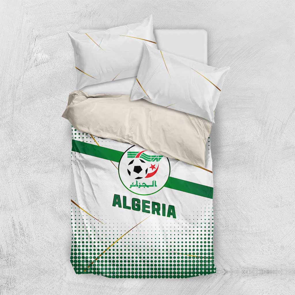 Algeria Soccer Bedding Set with Desert Warriors Text and National Flag Design