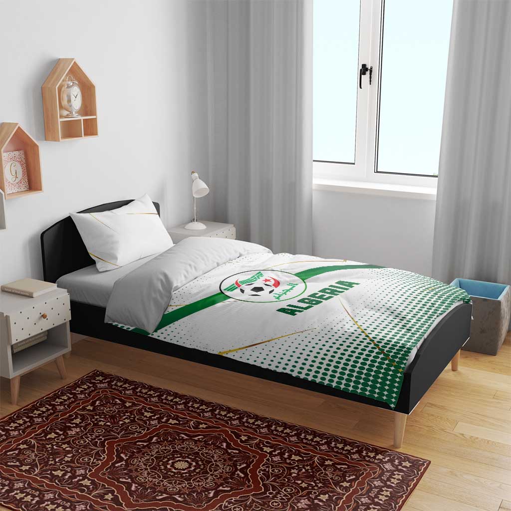 Algeria Soccer Bedding Set with Desert Warriors Text and National Flag Design